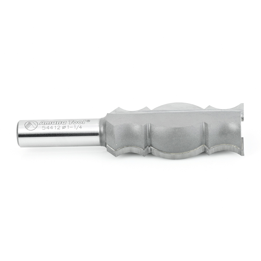 Amana 54412 Carbide Tipped Reversible Crown Molding 3/8 x 7/8 x 7/16 Radius x 1-1/4 Dia x 2-7/16 x 1/2 Inch Shank