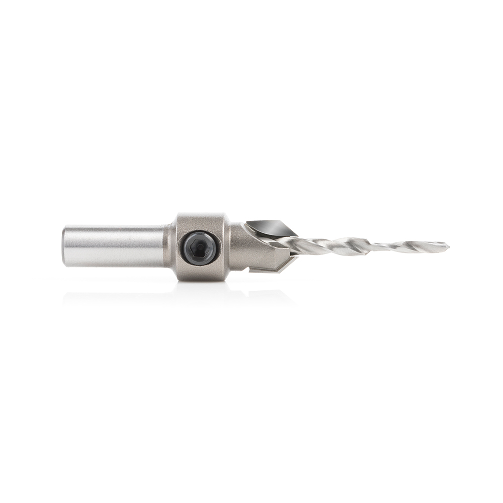 Amana 55120 Carbide Tipped 82 Degree Countersink with Slow Spiral Stepped Drill, #5 & #6 Screws 25/64 Dia x 9/64 Drill Dia x 5/16 Round Shank