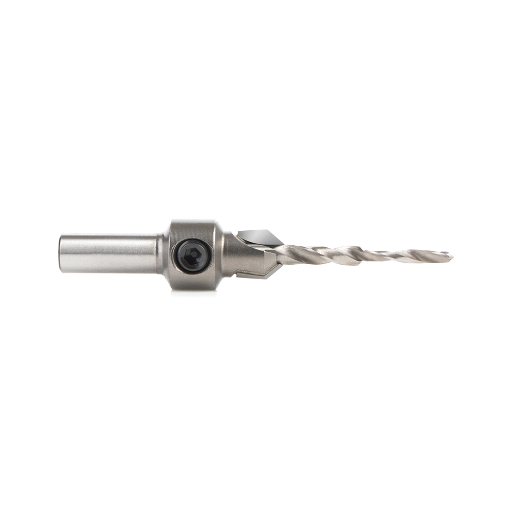 Amana 55122 Carbide Tipped 82 Degree Countersink with Slow Spiral Stepped Drill, #6 & #8 Screws 25/64 Dia x 5/32 Drill Dia x 5/16 Round Shank