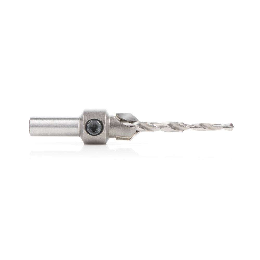 Amana 55124 Carbide Tipped 82 Degree Countersink with Slow Spiral Stepped Drill, #8 & #9-10 Screws 7/16 Dia x 11/64 Drill Dia x 5/16 Round Shank