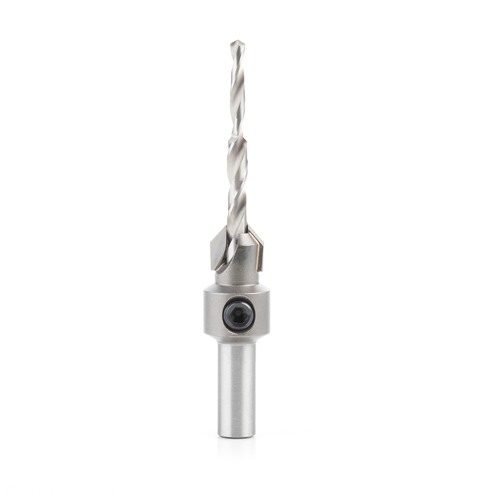 Amana 55124 Carbide Tipped 82 Degree Countersink with Slow Spiral Stepped Drill, #8 & #9-10 Screws 7/16 Dia x 11/64 Drill Dia x 5/16 Round Shank