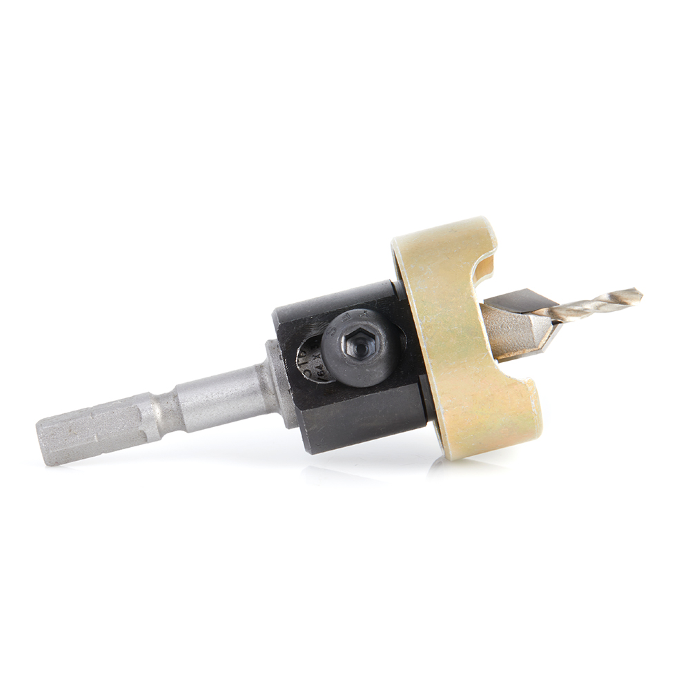 Amana 55162 Carbide Tipped 82 Degree Countersink with Adjustable Depth Stop and No-Thrust Ball Bearing, For Festool® CENTROTEC® System 3/8 Dia x 7/64 Drill Dia