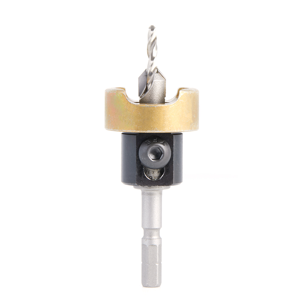 Amana 55166 Carbide Tipped 82 Degree Countersink with Adjustable Depth Stop and No-Thrust Ball Bearing, For Festool® CENTROTEC® System 3/8 Dia x 9/64 Drill Dia