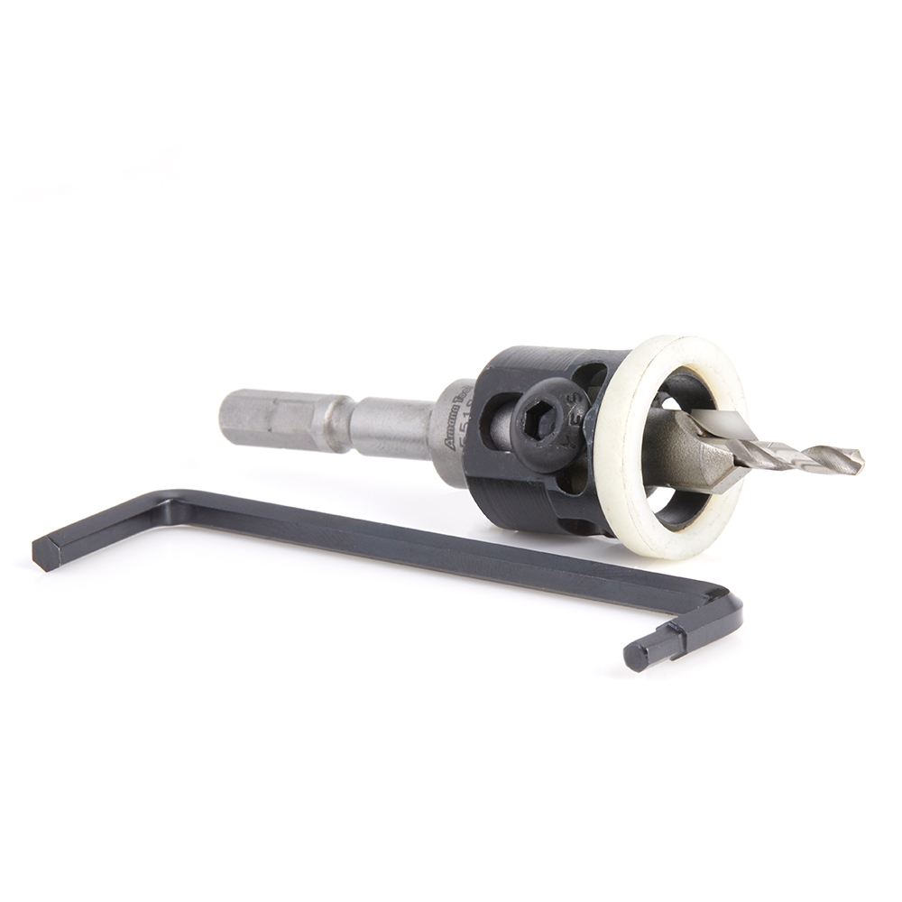 Amana 55182 Carbide Tipped 82 Degree Countersink with Adjustable Low Friction Depth Stop, For Festool® CENTROTEC® System 3/8 Dia x 1/8 Drill Dia