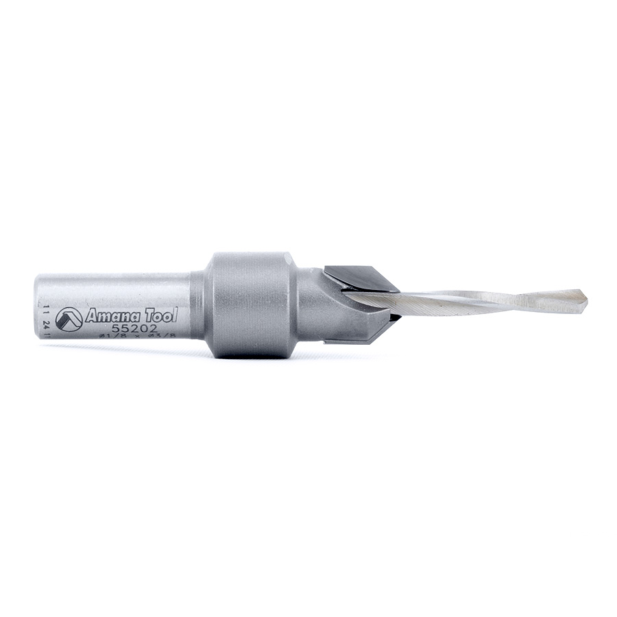 Amana 55202 Carbide Tipped 82 Degree Countersink #6 Screw 3/8 Dia x 1/8 Drill Dia x 5/16 Round Shank