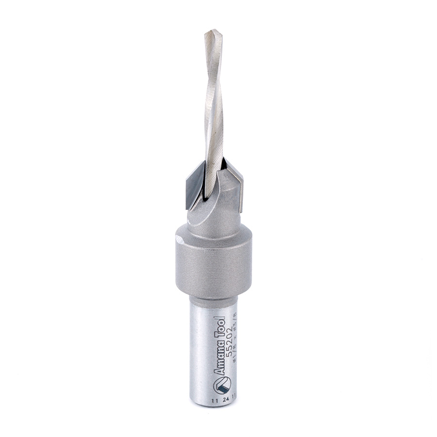 Amana 55202 Carbide Tipped 82 Degree Countersink #6 Screw 3/8 Dia x 1/8 Drill Dia x 5/16 Round Shank
