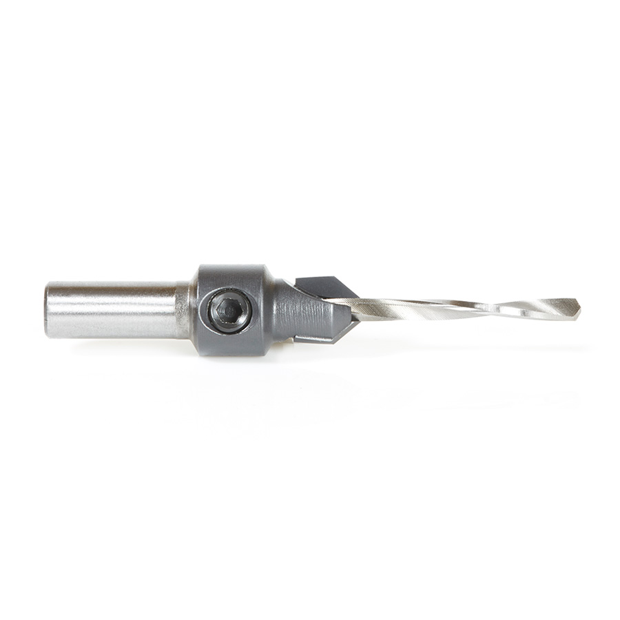 Amana 55202XL High Performance Carbide Tipped AlTiN Coated 82 Degree Countersink #6 Screw 3/8 Dia x 1/8 Drill Dia x 5/16 Round Shank