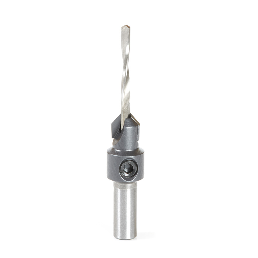 Amana 55202XL High Performance Carbide Tipped AlTiN Coated 82 Degree Countersink #6 Screw 3/8 Dia x 1/8 Drill Dia x 5/16 Round Shank