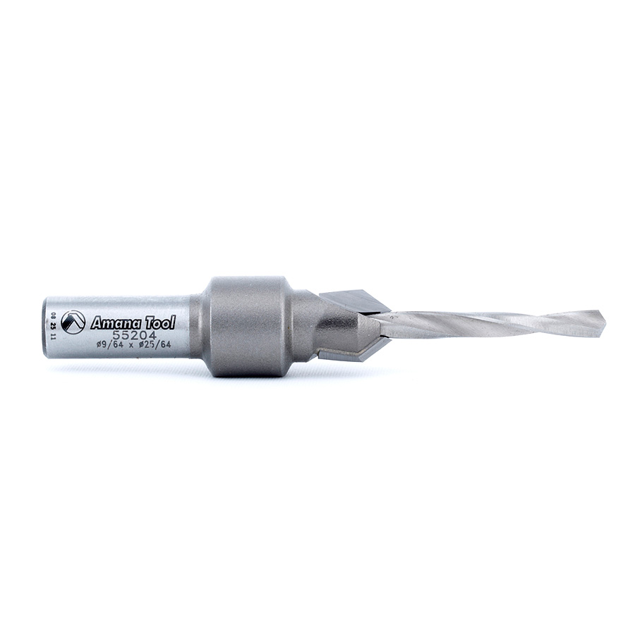Amana 55204 Carbide Tipped 82 Degree Countersink #6 Screw 25/64 Dia x 9/64 Drill Dia x 5/16 Round Shank
