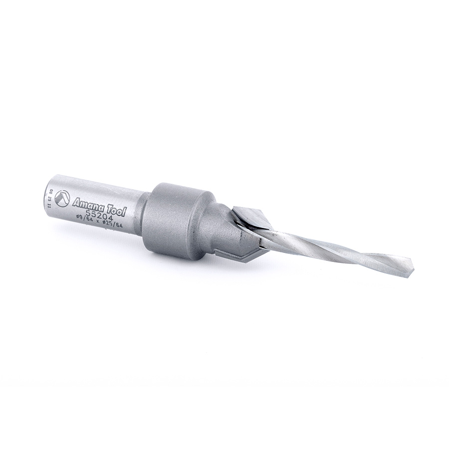 Amana 55204 Carbide Tipped 82 Degree Countersink #6 Screw 25/64 Dia x 9/64 Drill Dia x 5/16 Round Shank