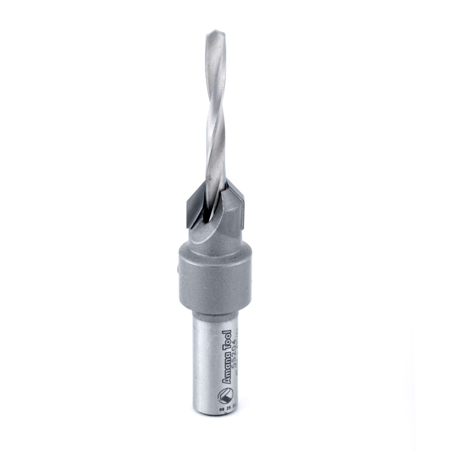 Amana 55204 Carbide Tipped 82 Degree Countersink #6 Screw 25/64 Dia x 9/64 Drill Dia x 5/16 Round Shank