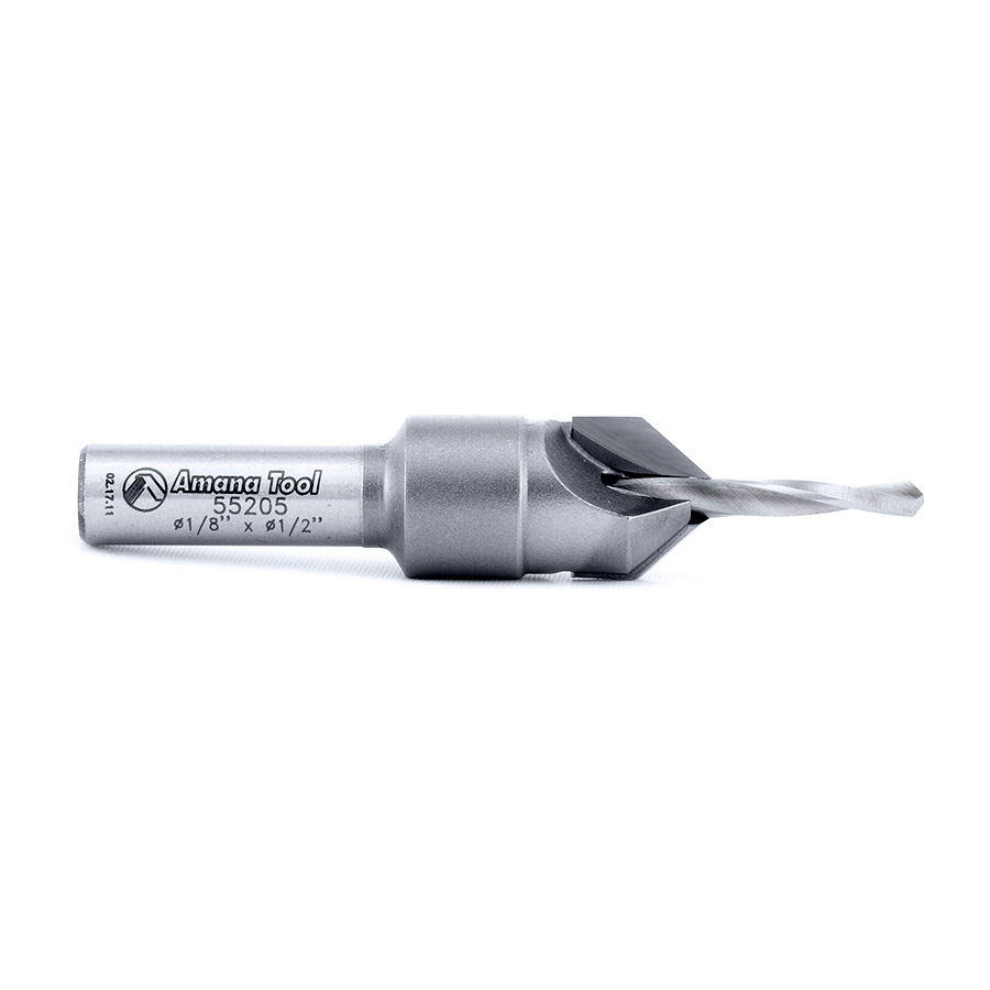 Amana 55205 Carbide Tipped Countersink #6 Screw 1/2 Dia x 1/8 Drill Dia x 5/16 Round Shank