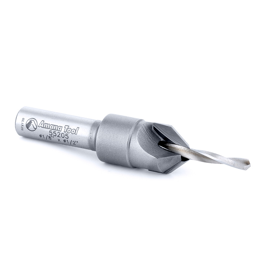 Amana 55205 Carbide Tipped Countersink #6 Screw 1/2 Dia x 1/8 Drill Dia x 5/16 Round Shank