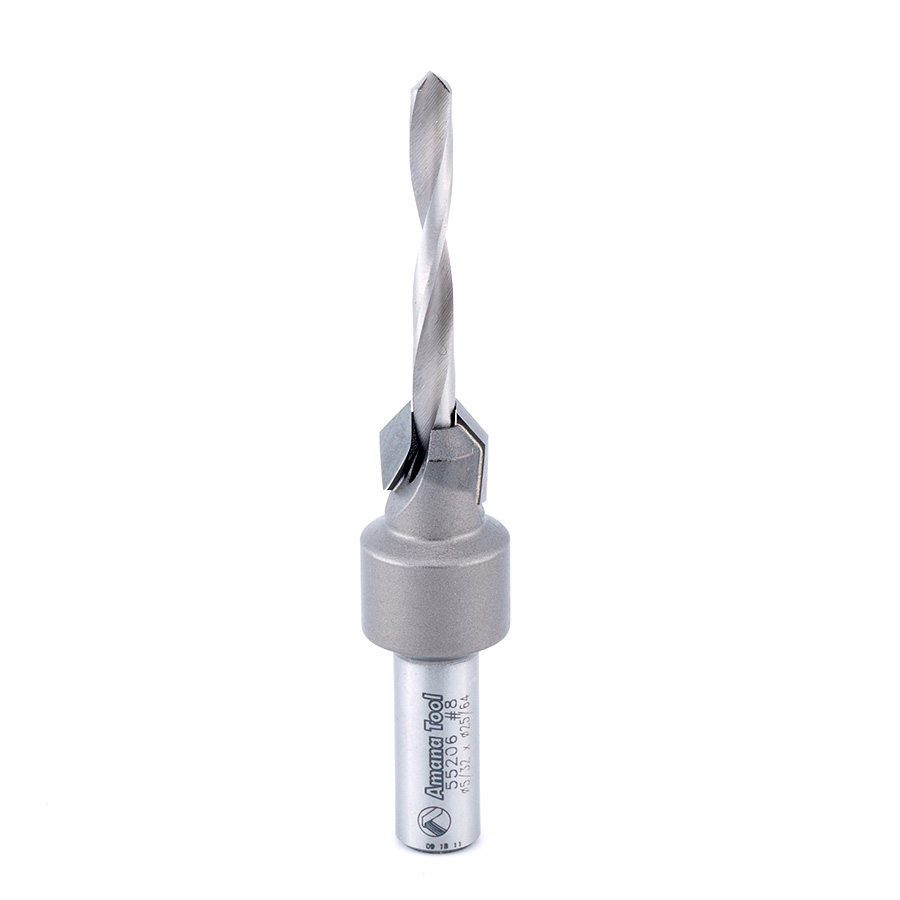 Amana 55206 Carbide Tipped 82 Degree Countersink #8 Screw 25/64 Dia x 5/32 Drill Dia x 5/16 Round Shank