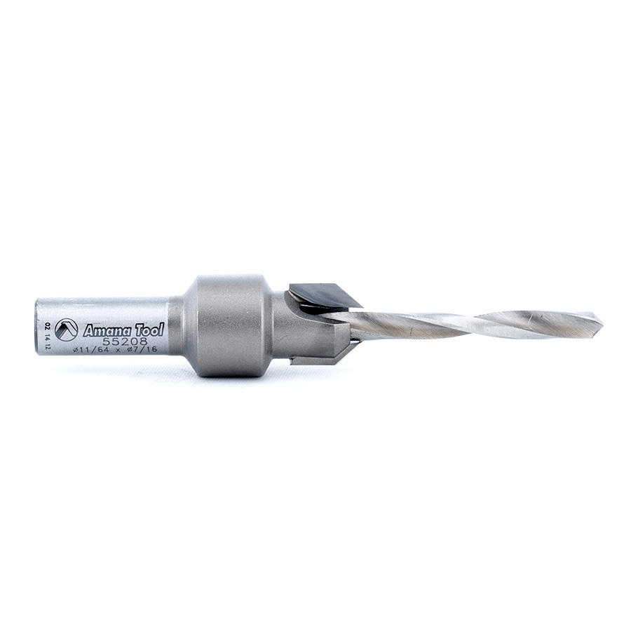 Amana 55208 Carbide Tipped Countersink #8-#9 Screw 7/16 Dia x 11/64 Drill Dia x 5/16 Round Shank