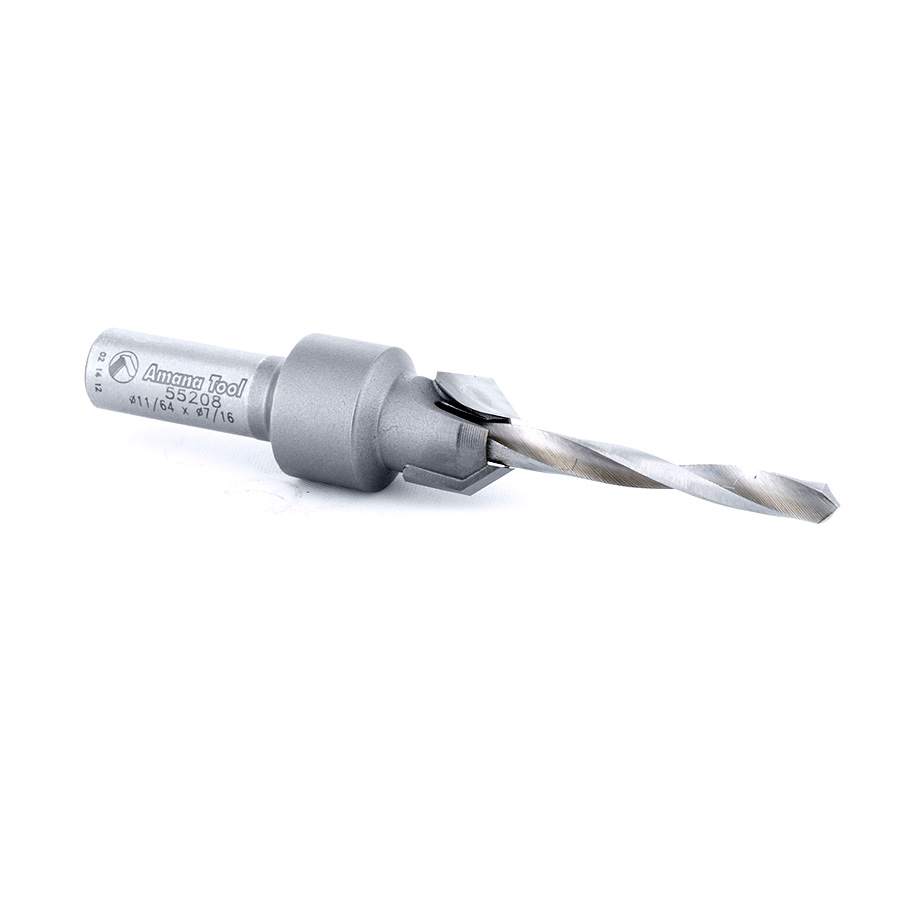 Amana 55208 Carbide Tipped Countersink #8-#9 Screw 7/16 Dia x 11/64 Drill Dia x 5/16 Round Shank