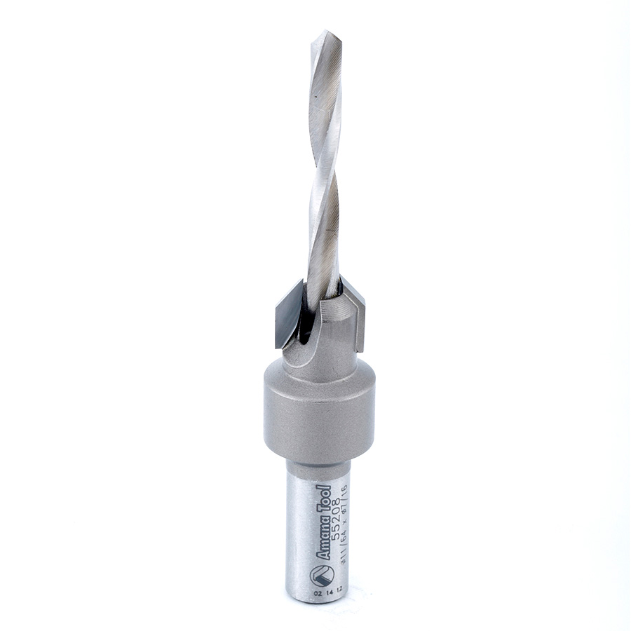 Amana 55208 Carbide Tipped Countersink #8-#9 Screw 7/16 Dia x 11/64 Drill Dia x 5/16 Round Shank