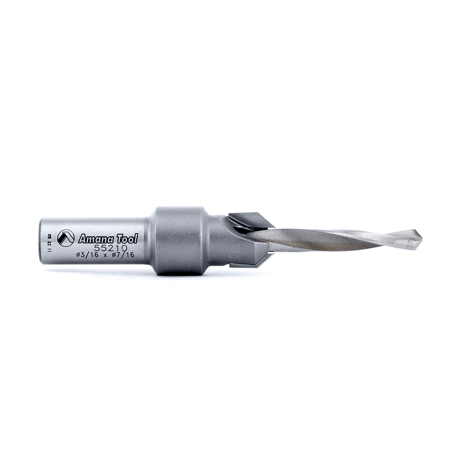 Amana 55210 Carbide Tipped 82 Degree Countersink #10 Screw 7/16 Dia x 3/16 Drill Dia x 3/8 Round Shank