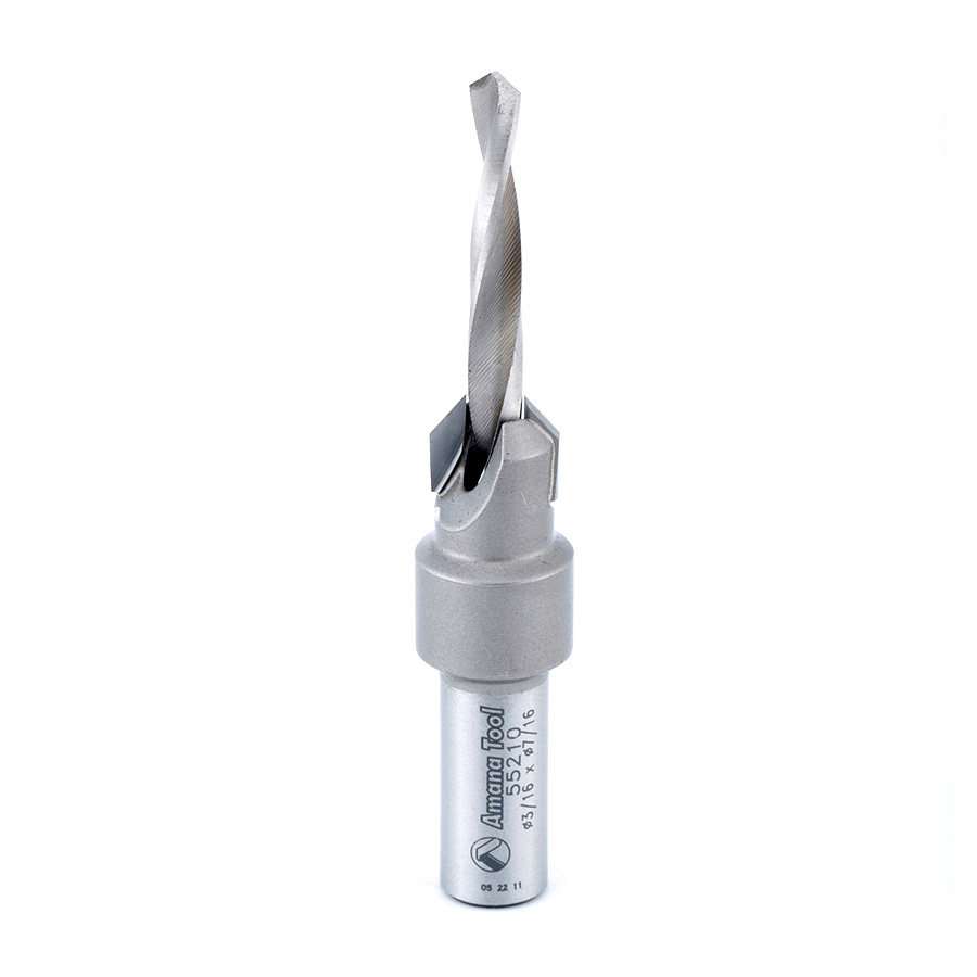 Amana 55210 Carbide Tipped 82 Degree Countersink #10 Screw 7/16 Dia x 3/16 Drill Dia x 3/8 Round Shank
