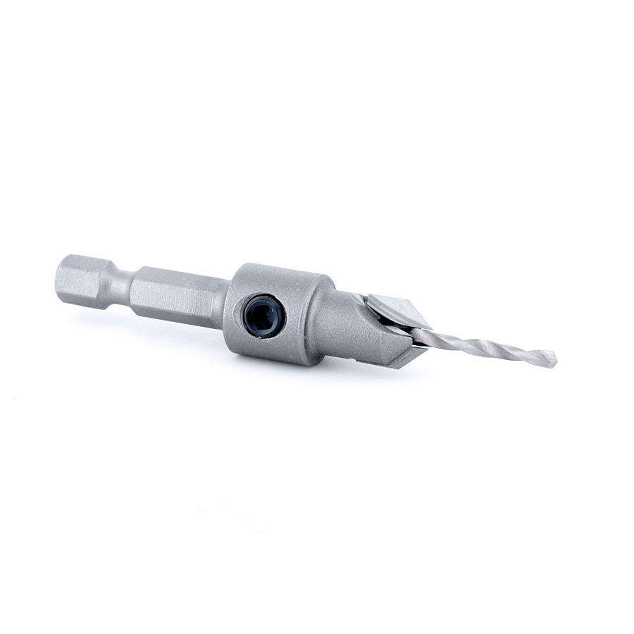 Amana 55262 Carbide Tipped 82 Degree Countersink 3/8 Dia x 49 Deg x 1/4 Quick Release Hex Shank for Wood Screw #6