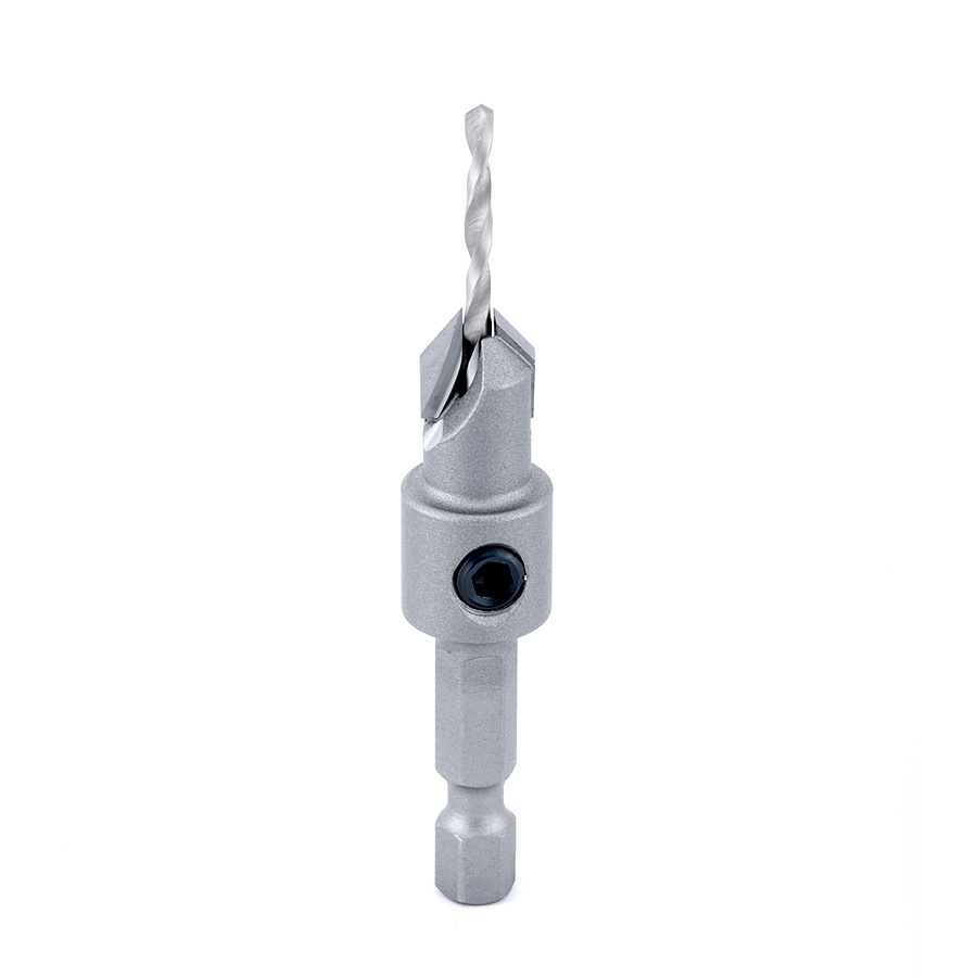 Amana 55262 Carbide Tipped 82 Degree Countersink 3/8 Dia x 49 Deg x 1/4 Quick Release Hex Shank for Wood Screw #6