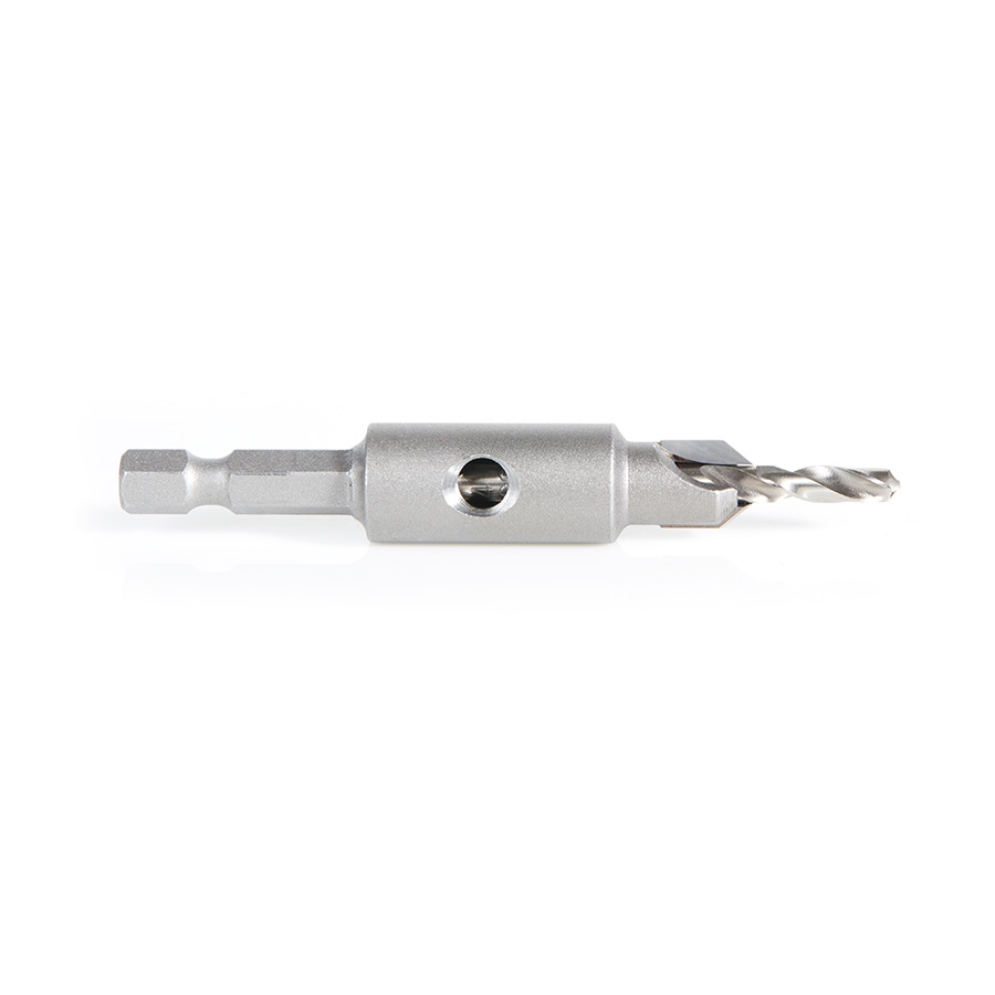 Amana 55274 Replacement Carbide Tipped Countersink with Slow Spiral HSS M2 Drill for #8 Size Screw 5/32 Drill Dia x 1/4 Hex Shank for #55229 Adjustable No-Thrust Countersink
