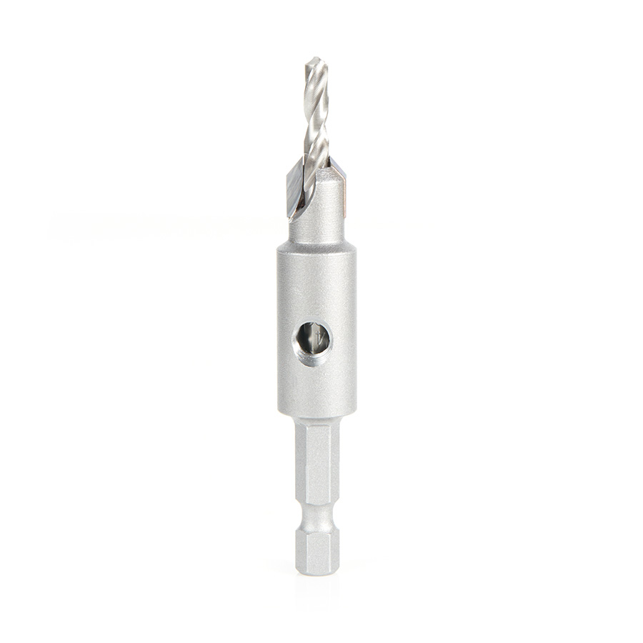 Amana 55274 Replacement Carbide Tipped Countersink with Slow Spiral HSS M2 Drill for #8 Size Screw 5/32 Drill Dia x 1/4 Hex Shank for #55229 Adjustable No-Thrust Countersink