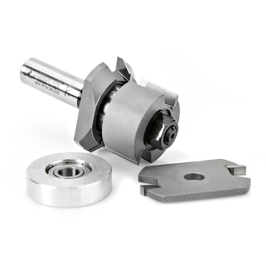Amana 55320 Carbide Tipped V Paneling 45 Deg x 1-13/16 Dia x 1/2 to 1-3/16 x 1/2 Inch Shank with Ball Bearing Assembly