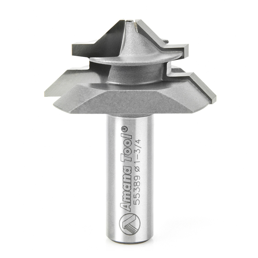 Amana 55389 Carbide Tipped Lock Miter 45 Deg x 1-3/4 Dia x 7/8 x 1/2 Inch Shank for 3/8 - 3/4 Material