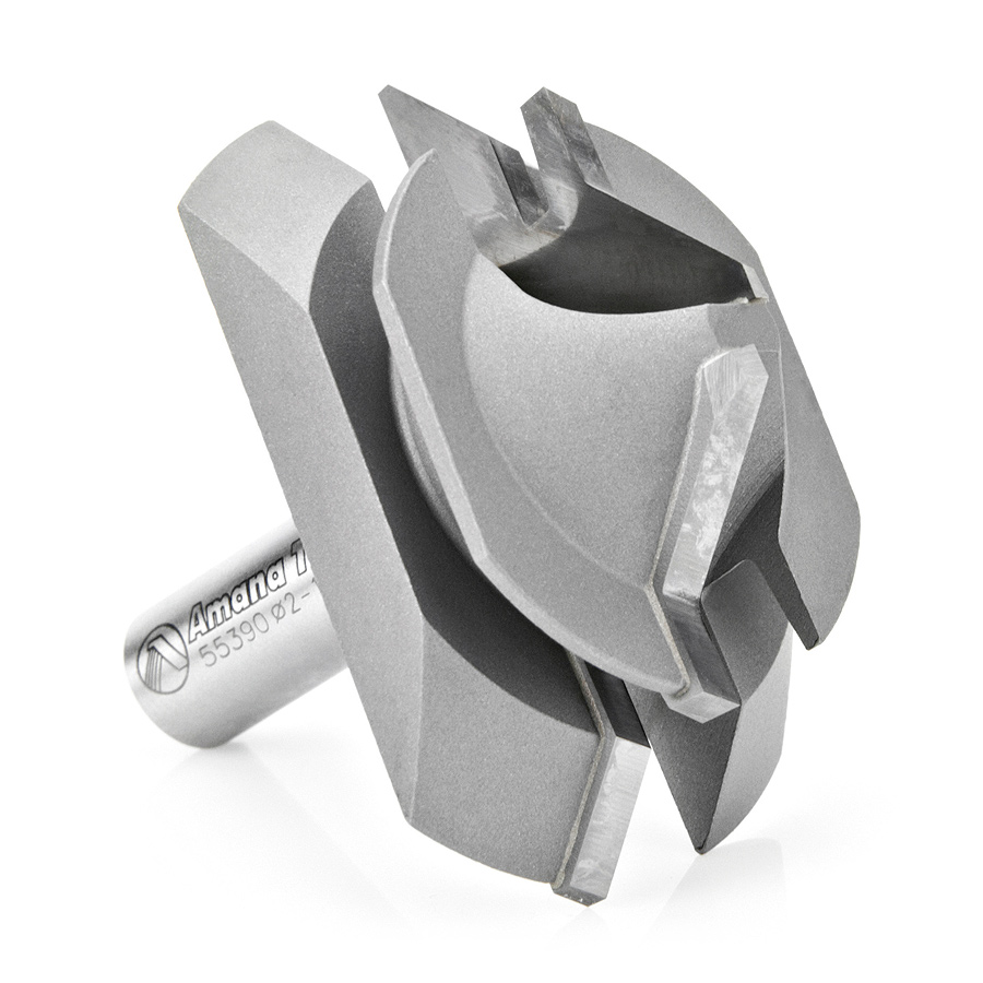 Amana 55390 Carbide Tipped Lock Miter 45 Deg x 2-11/16 Dia x 1-3/16 x 1/2 Inch Shank for 1/2 - 1 Inch Material