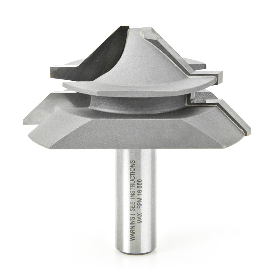 Amana 55390 Carbide Tipped Lock Miter 45 Deg x 2-11/16 Dia x 1-3/16 x 1/2 Inch Shank for 1/2 - 1 Inch Material