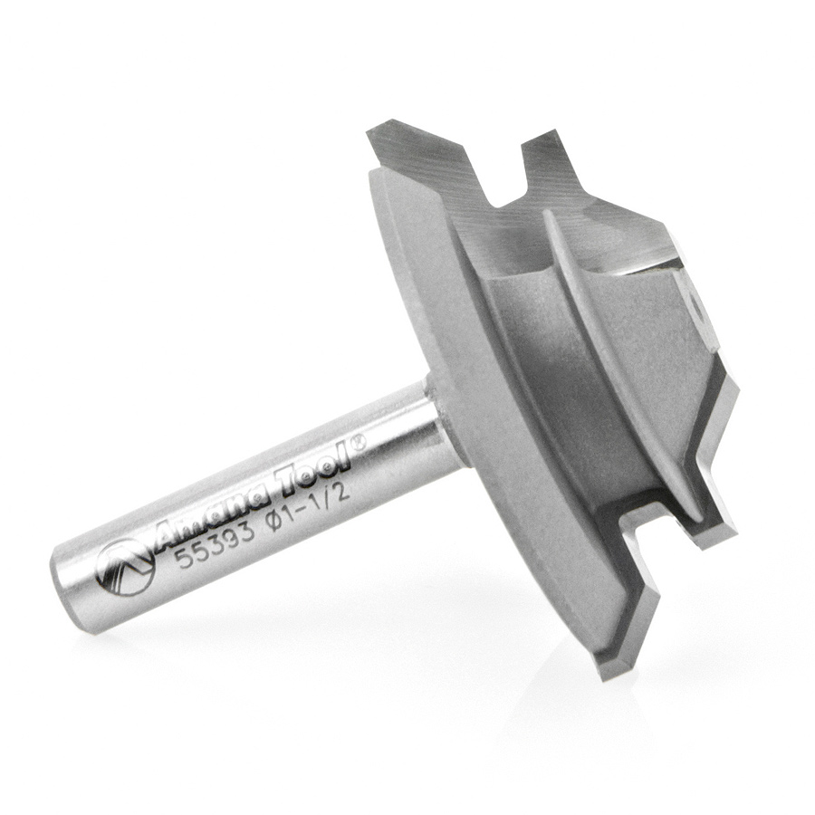 Amana 55393 Carbide Tipped Lock Miter 45 Deg x 1-1/2 Dia x 1/2 x 1/4 Inch Shank for 5/16 - 7/16 Material