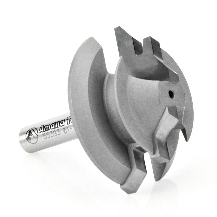 Amana 55393 Carbide Tipped Lock Miter 45 Deg x 1-1/2 Dia x 1/2 x 1/4 Inch Shank for 5/16 - 7/16 Material