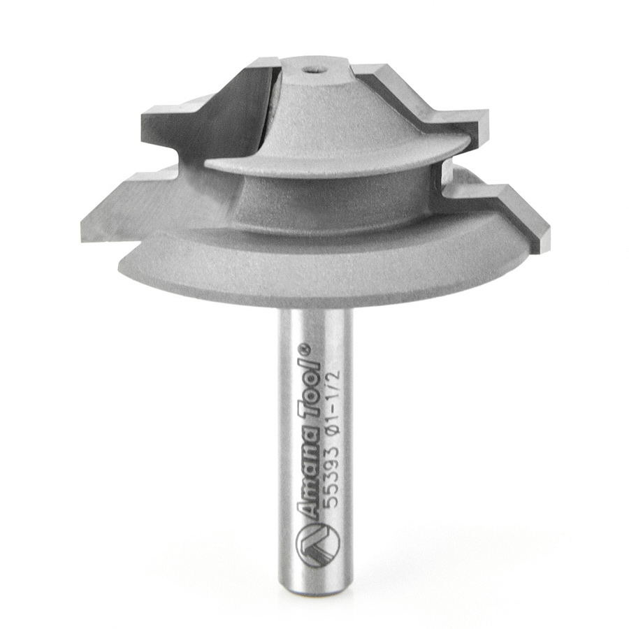 Amana 55393 Carbide Tipped Lock Miter 45 Deg x 1-1/2 Dia x 1/2 x 1/4 Inch Shank for 5/16 - 7/16 Material