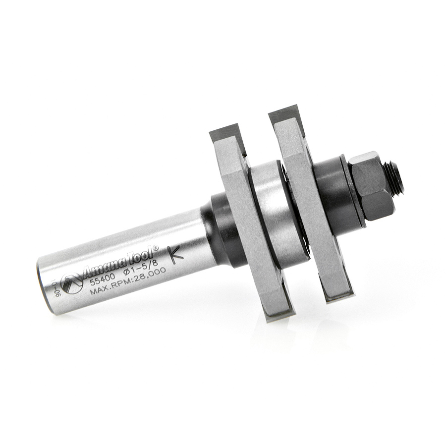 Amana 55400 Carbide Tipped Tongue & Groove 3/8 Kerf x 1-5/8 Dia x 3/4 x 1/2 Inch Shank Assembly for 1/2 to 3/4 Material