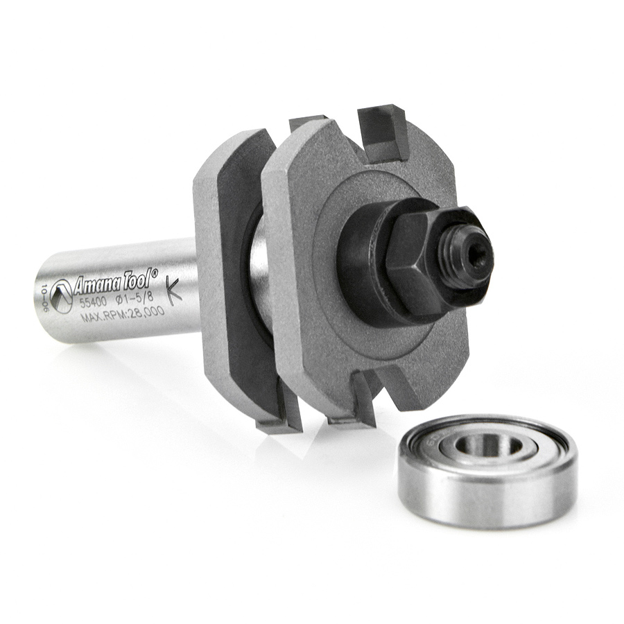 Amana 55400 Carbide Tipped Tongue & Groove 3/8 Kerf x 1-5/8 Dia x 3/4 x 1/2 Inch Shank Assembly for 1/2 to 3/4 Material