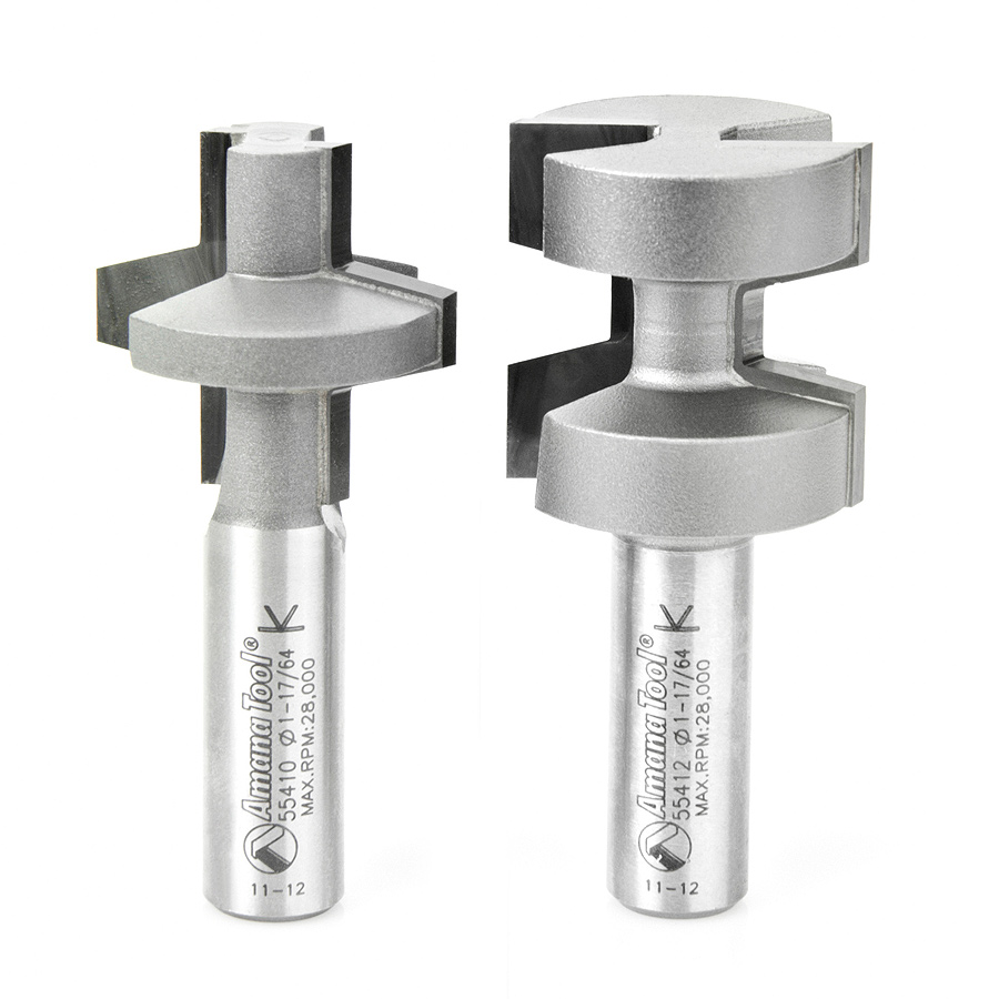 Amana 55414 2-Piece Carbide Tipped Wedge Tongue & Groove 15 Deg x 1-1/4 Dia x 1-1/4 x 1/2 Inch Shank Set