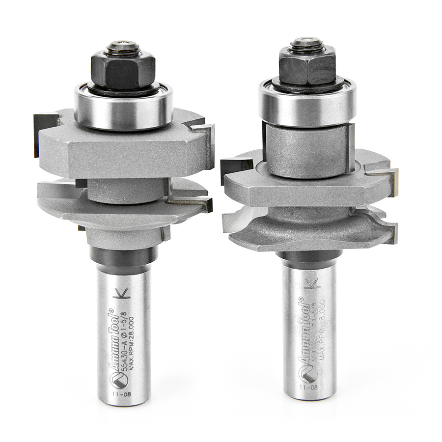 Amana 55430 Carbide Tipped 2-Piece Ogee Stile and Rail 1-5/8 Dia x 1-1/16 x 1/4 Radius x 1/2 Inch Shank Set