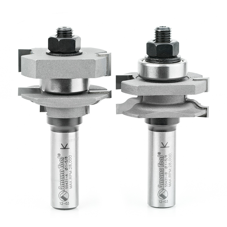 Amana 55431 Carbide Tipped 2-Piece Ogee Stile and Rail 1-5/8 Dia x 11/16 x 1/2 Inch Shank Set
