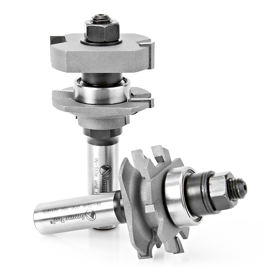 Amana 55436 Carbide Tipped Adjustable Ogee Instile and Rail System 1-5/8 Dia x 5/8 to 1-1/8 x 5/32 Radius x 1/2 Inch Shank Set