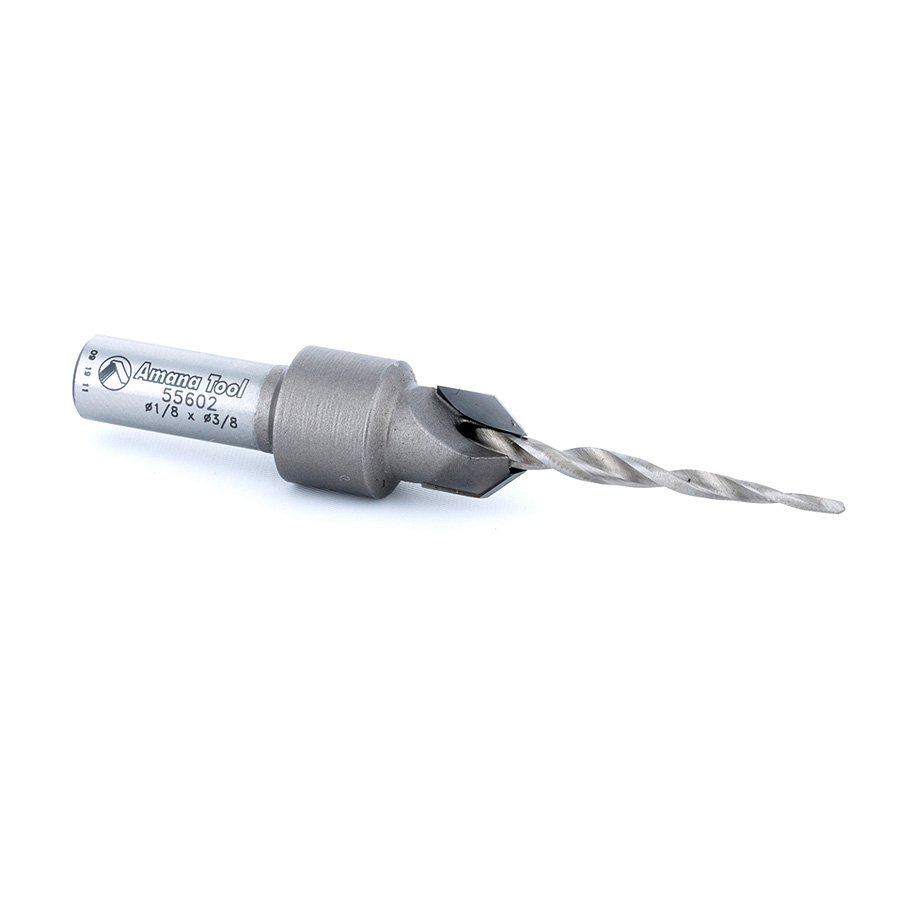 Amana 55602 Carbide Tipped 82 Degree Countersink Taper #6 Screw 3/8 Dia x 1/8 Drill Dia x 5/16 Round Shank