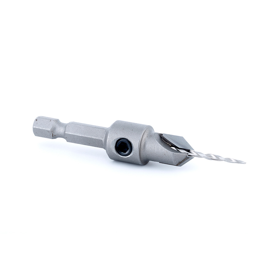 Amana 55620 Carbide Tipped 82 Degree Countersink Taper #4 Screw 3/8 Dia x 5/64 Drill Dia x 1/4 Hex Shank