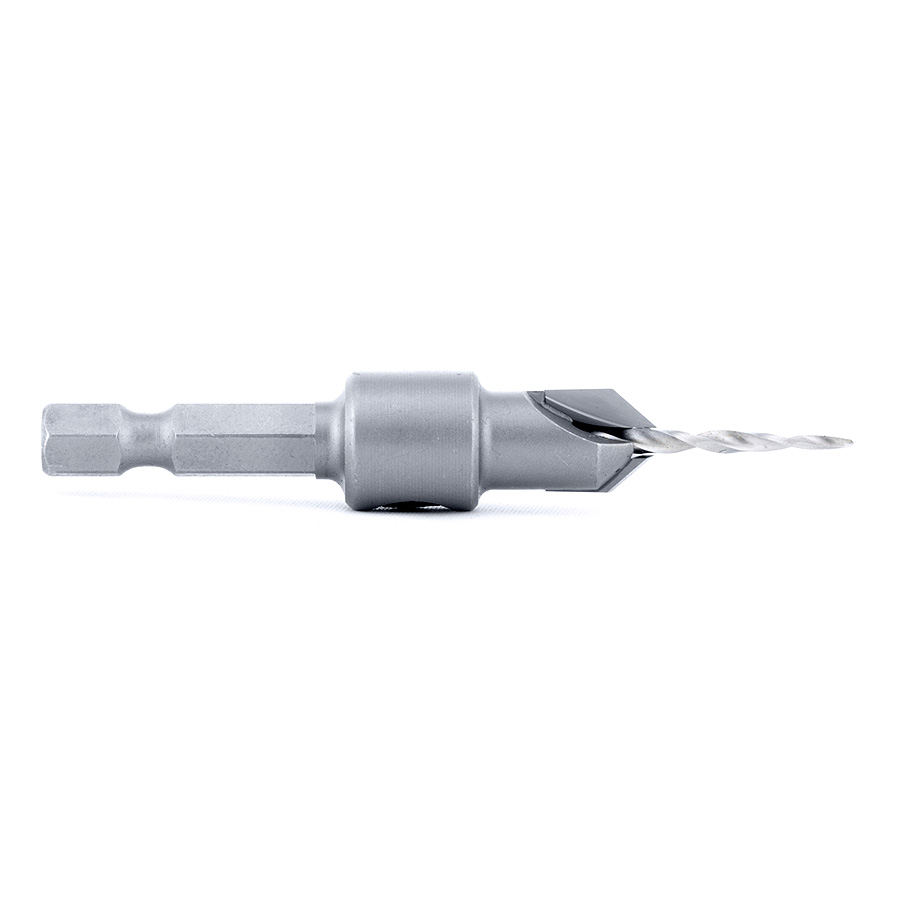 Amana 55622 Carbide Tipped 82 Degree Countersink Taper #6 Screw 3/8 Dia x 3/32 Drill Dia x 1/4 Hex Shank