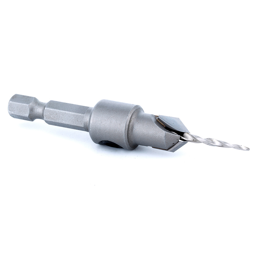 Amana 55622 Carbide Tipped 82 Degree Countersink Taper #6 Screw 3/8 Dia x 3/32 Drill Dia x 1/4 Hex Shank