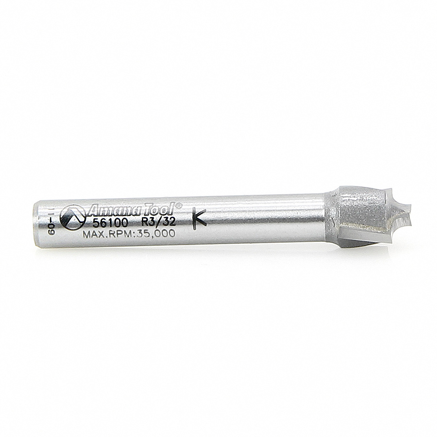 Amana 56100 Carbide Tipped Plunge Beading 3/32 Radius x 3/8 Dia x 5/16 x 1/4 Inch Shank