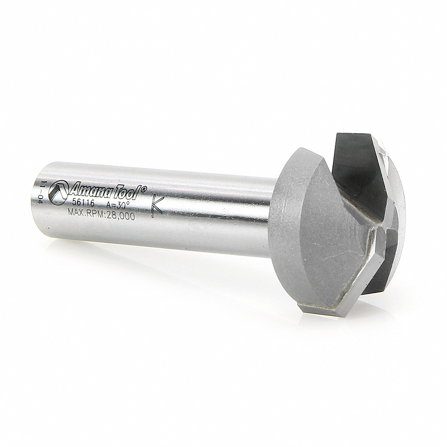 Amana 56116 Carbide Tipped Plunging Raised Panel Style A 30 Deg x 1-1/8 Dia x 1/2 x 1/2 Inch Shank