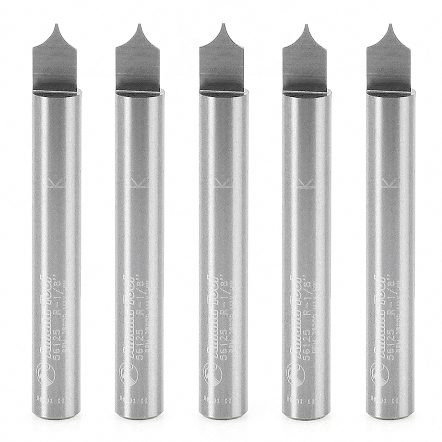 Amana 56125-5 5-Pack Solid Carbide Point Cutting Roundover 1/8 Radius x 1/4 Dia x 5/16 x 1/4 Shank Router Bit