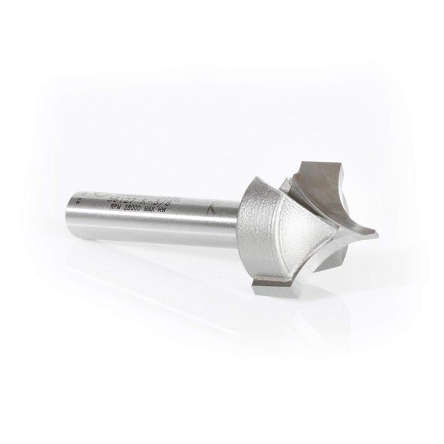 Amana 56127 Carbide Tipped Point Cutting Roundover 3/8 Radius x 3/4 Dia x 5/8 x 1/4 Shank Router Bit