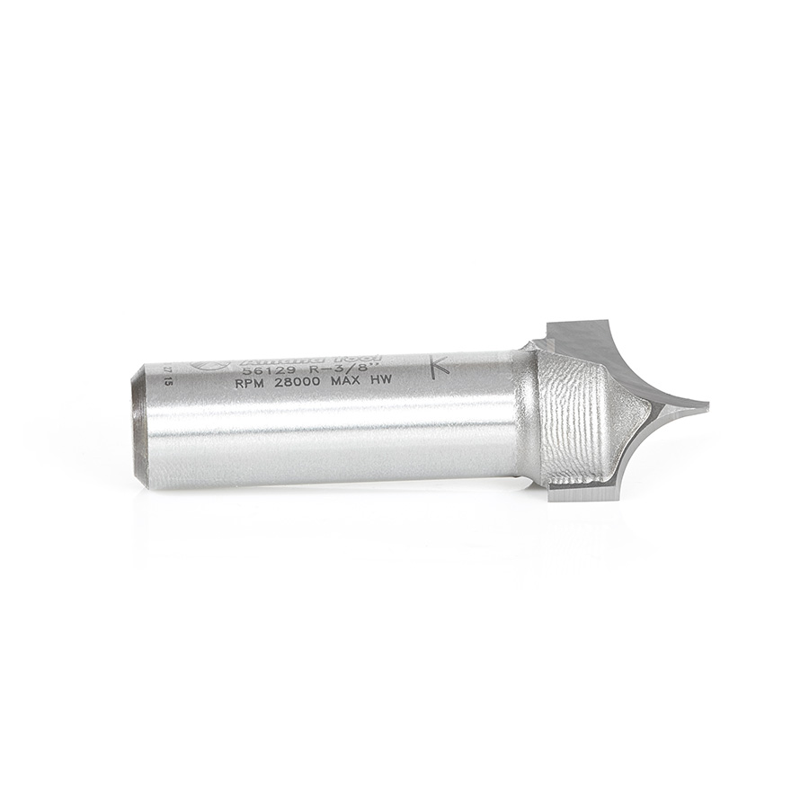 Amana 56129 Carbide Tipped Point Cutting Roundover 3/8 Radius x 3/4 Dia x 5/8 x 1/2 Shank Router Bit