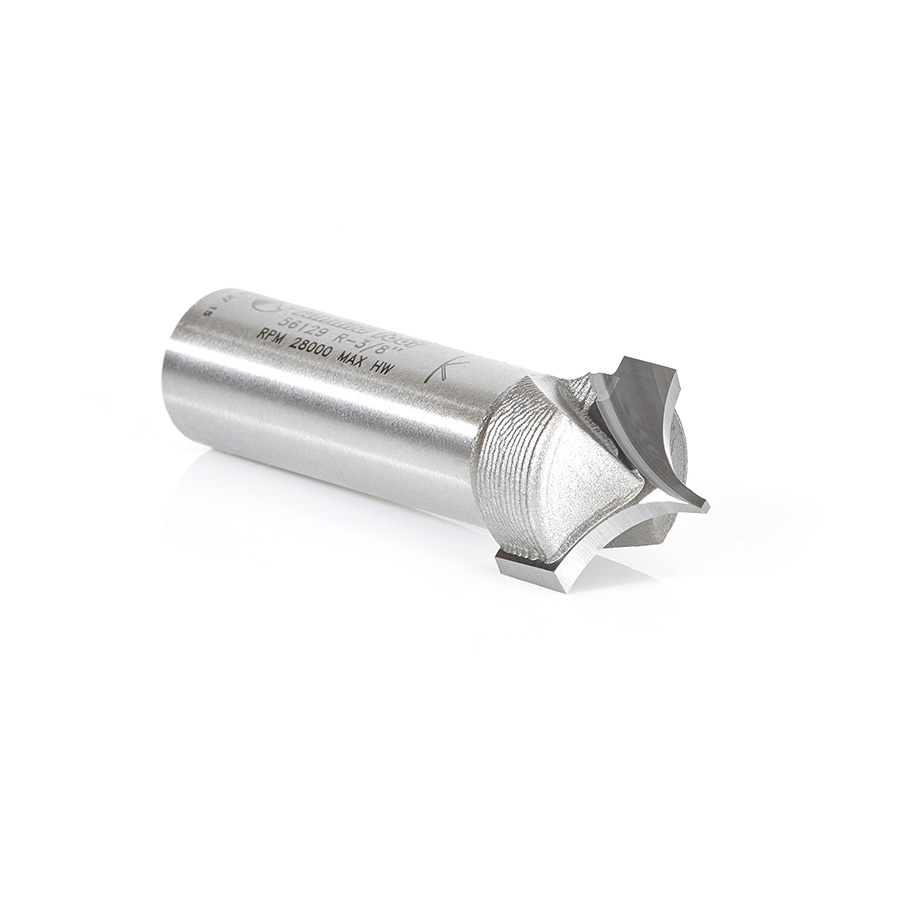 Amana 56129 Carbide Tipped Point Cutting Roundover 3/8 Radius x 3/4 Dia x 5/8 x 1/2 Shank Router Bit
